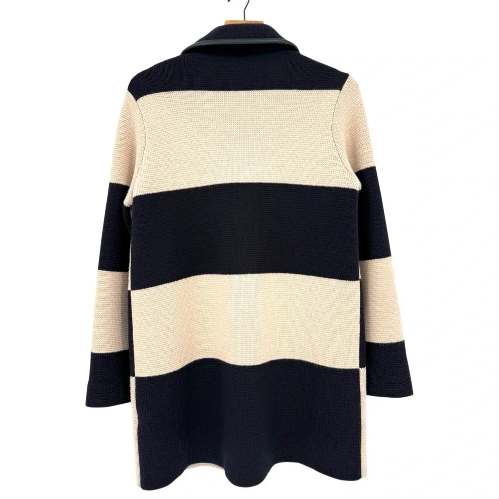 Tory Burch Nautical Colorblock Heavyweight Merino Wool Double Breasted Coat S